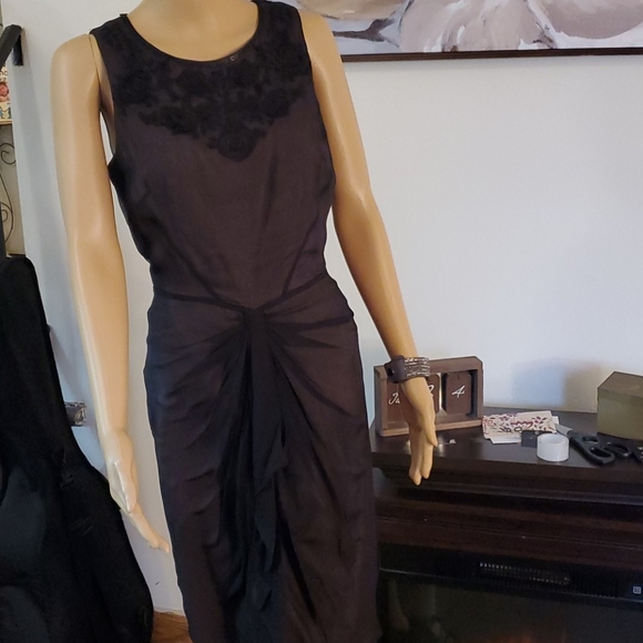 Size 8 Anne Klein Beaded Sheer Overlay Dress - Picture 1 of 8